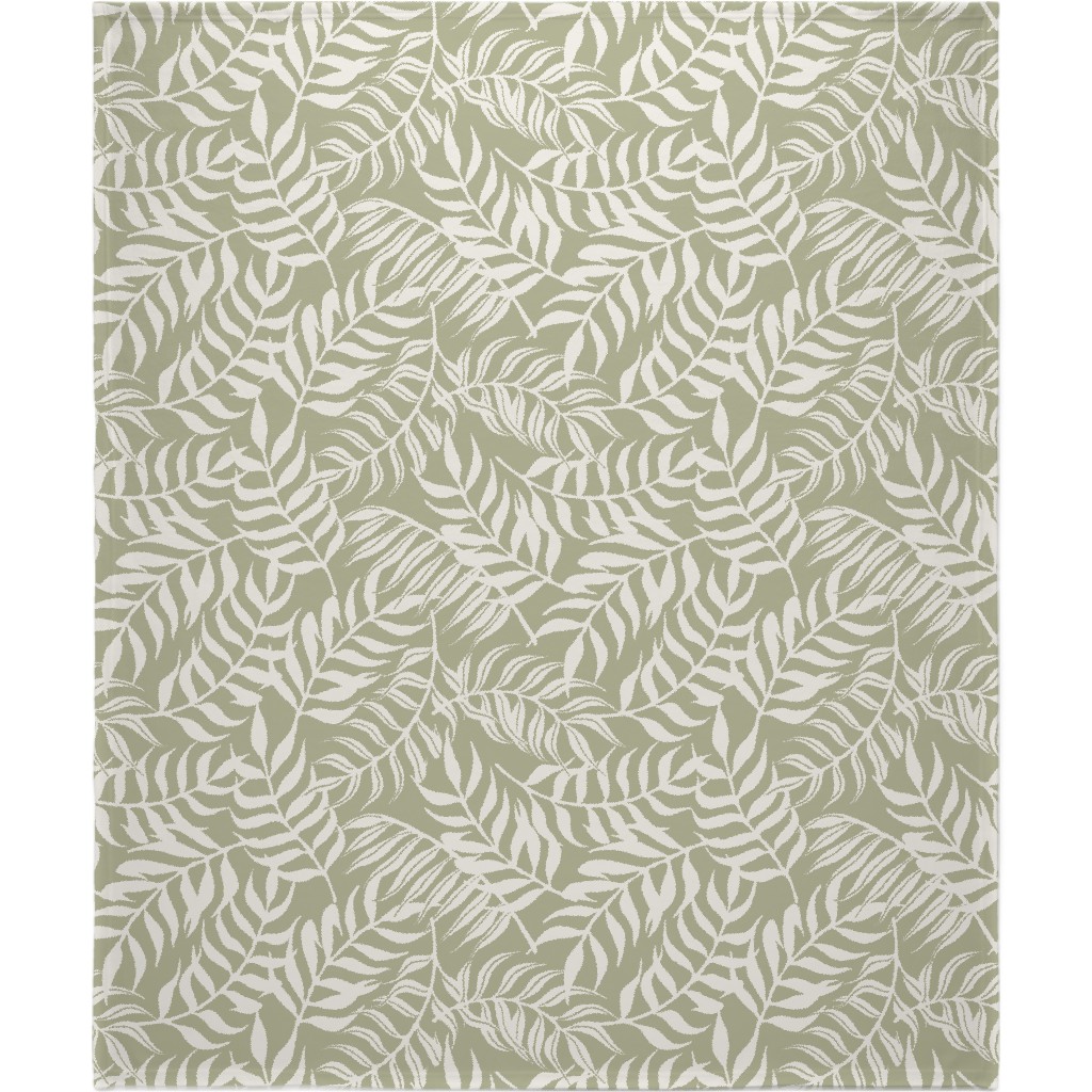Moving Palms Blanket, Sherpa, 50x60, Green, Sage