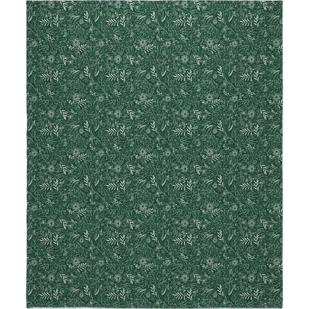 Botanical Sketchbook Blanket, Sherpa, 50x60, Green