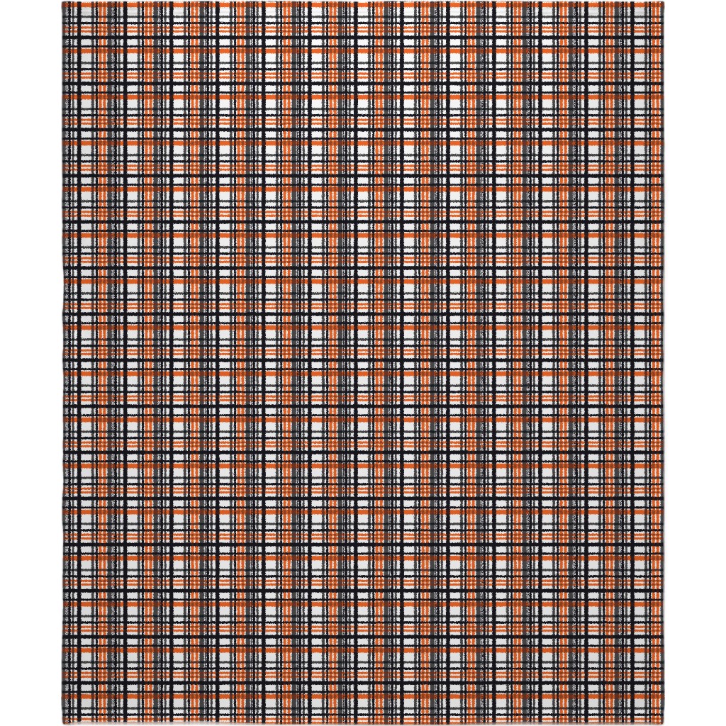 Intricate Plaid Blanket, Sherpa, 50x60, Orange