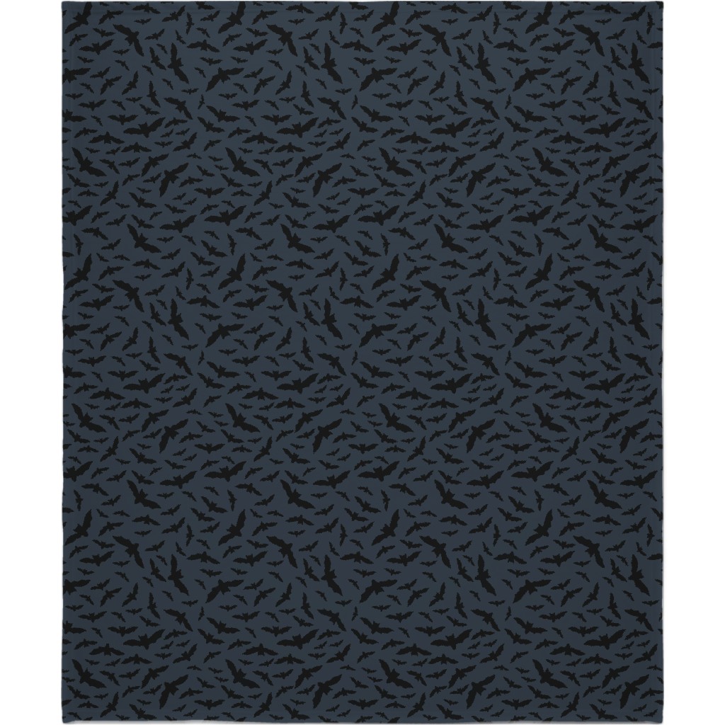 Black Bats Blanket, Sherpa, 50x60, Black, Charcoal
