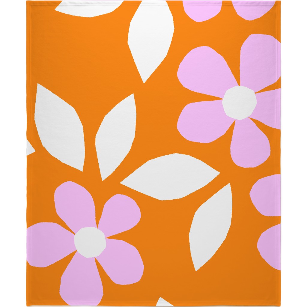 Retro Bloom Happy Floral Collage - Multi Blanket, Sherpa, 50x60, Pink, Bright Pink