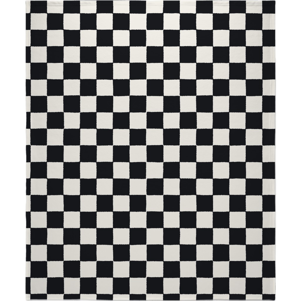 Retro Checker Checkerboard Blanket, Sherpa, 50x60, Black, Rich Black