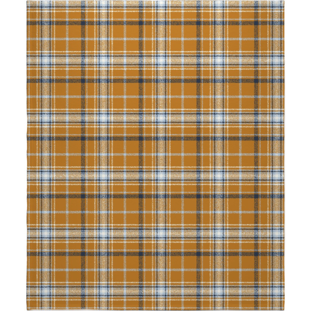 Desert Sun Plaid Blanket, Sherpa, 50x60, Orange, Orange