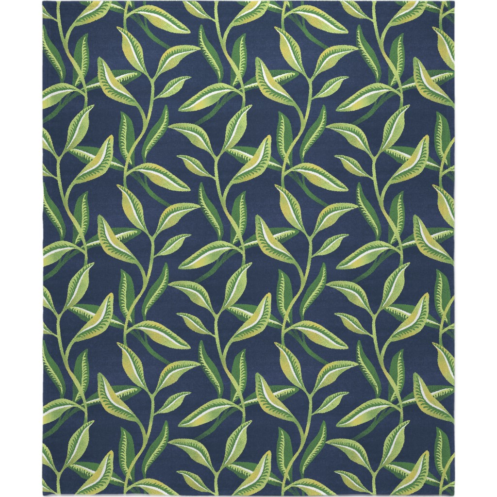 Leafy Vines - Green Blanket, Sherpa, 50x60, Green, Classic Green