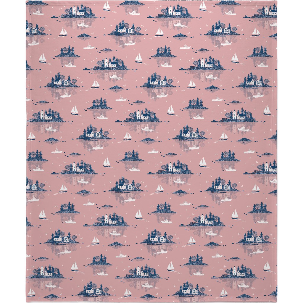 Maine Islands - Pink Blanket, Sherpa, 50x60, Pink