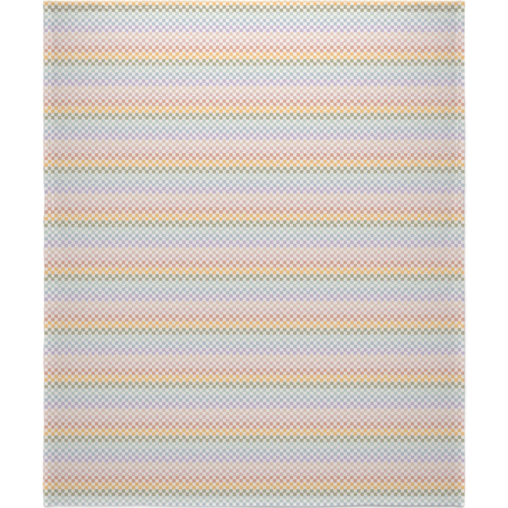 Boho Rainbow Checks Plaid - Multi Blanket, Sherpa, 50x60, Multicolor