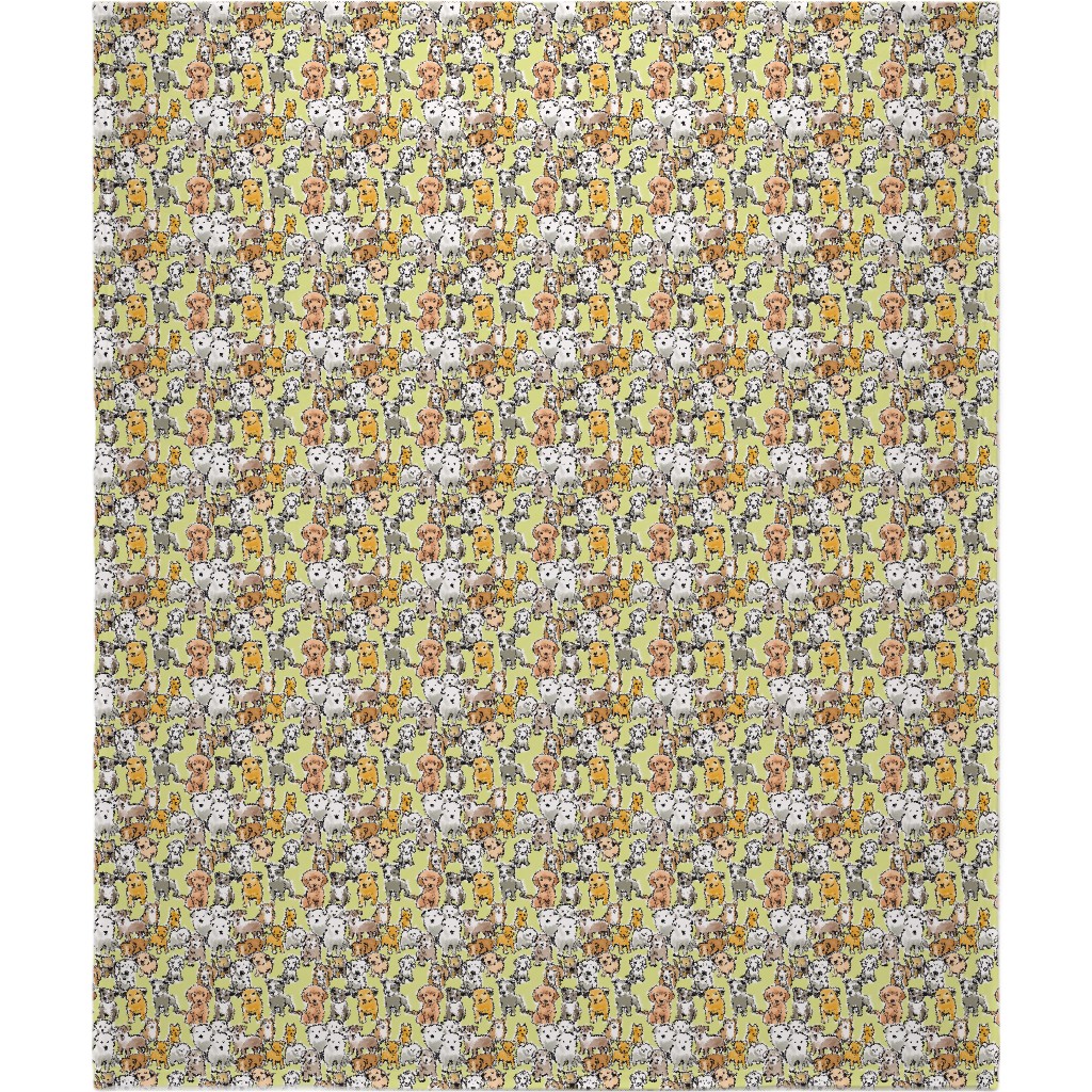 Puppies Blanket, Sherpa, 50x60, Yellow, Canary
