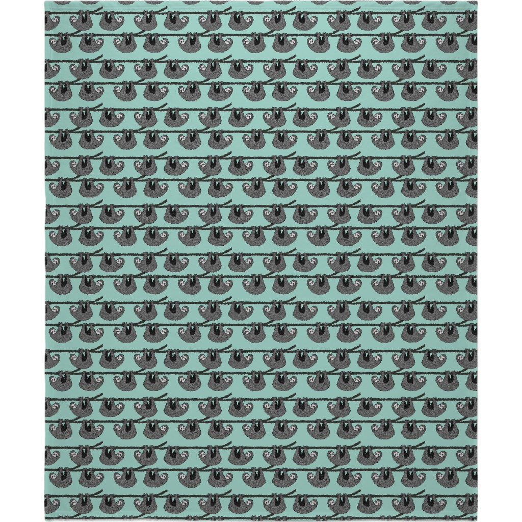 Sloth - Mint Blanket, Sherpa, 50x60, Green