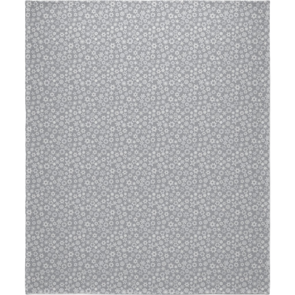 Snowflake Silver Blanket, Sherpa, 50x60, Gray