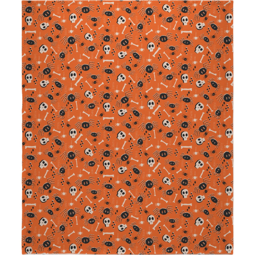 Vintage Halloween - Orange and Black Blanket, Sherpa, 50x60, Orange