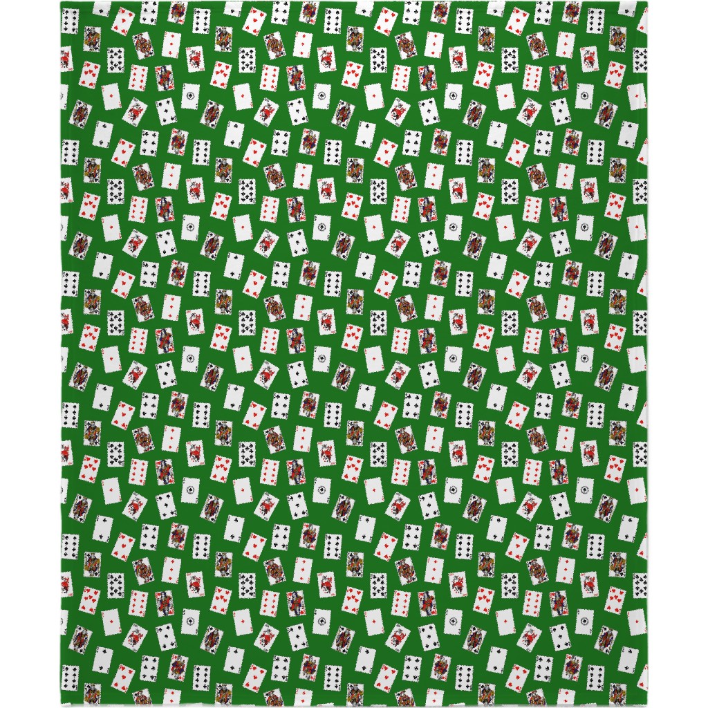Scattered Playing Cards Blanket, Sherpa, 50x60, Green, Spring Green