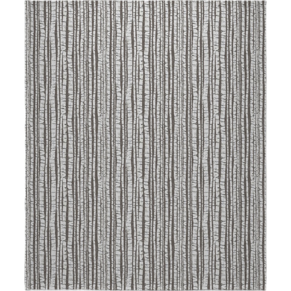 Birch Forest - Gray Blanket, Sherpa, 50x60, Gray