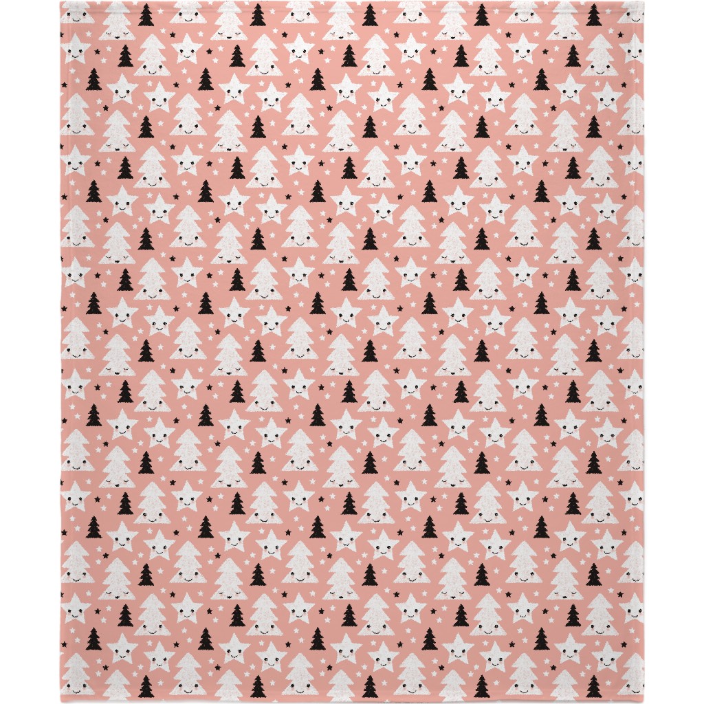 Merry Christmas Kawaii - Pink Blanket, Sherpa, 50x60, Pink