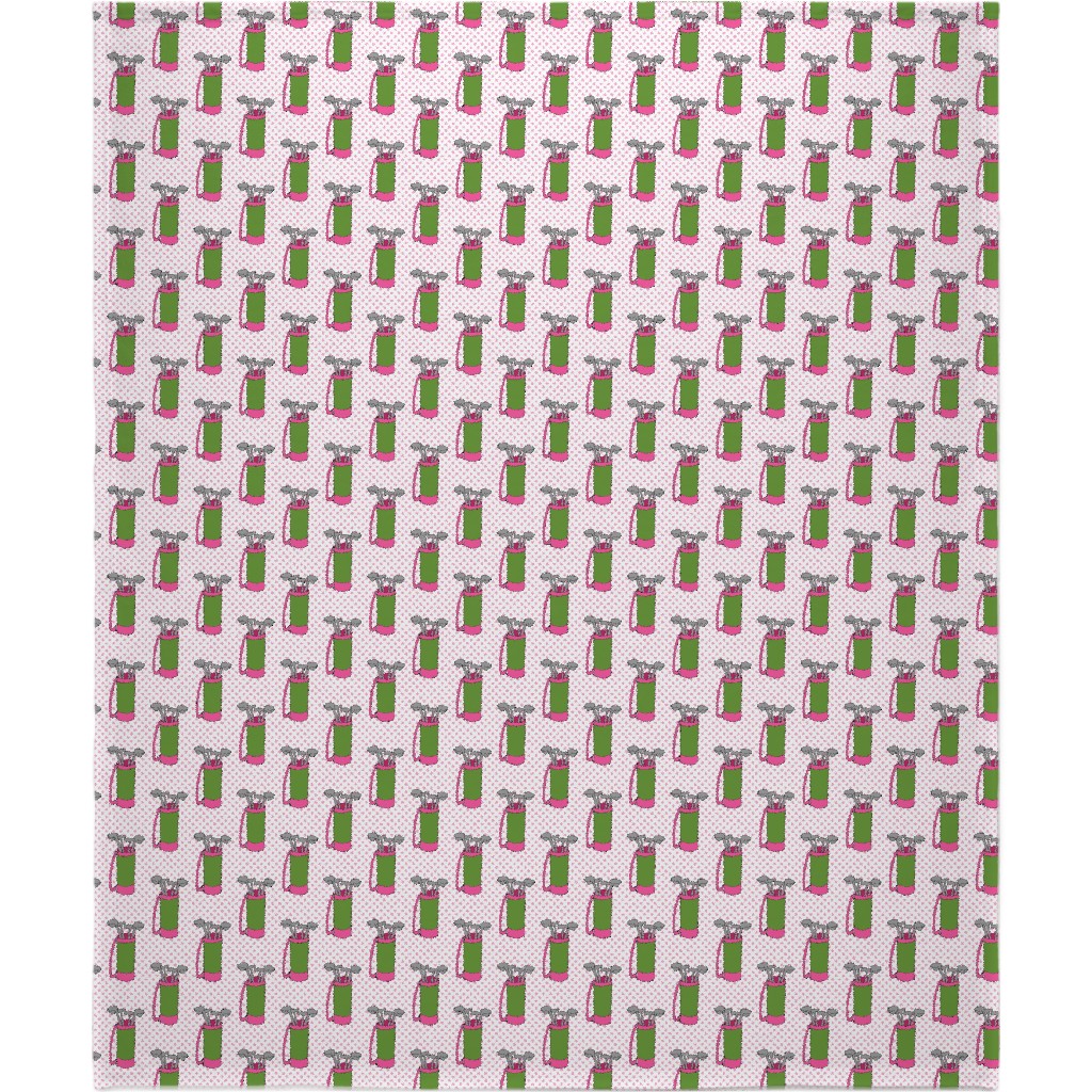 Golf Club Pattern - Green and Pink Blanket, Sherpa, 50x60, Pink