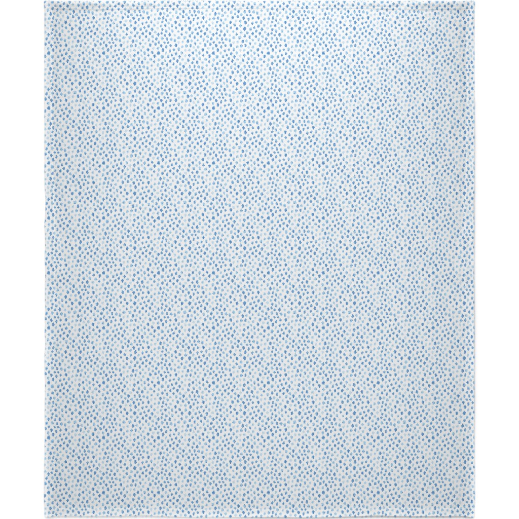 Blue Spots on White Blanket, Sherpa, 50x60, Blue