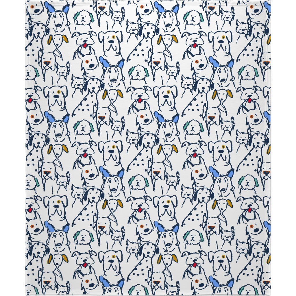 Color Pop Doodle Dogs Blanket, Sherpa, 50x60, Multicolor