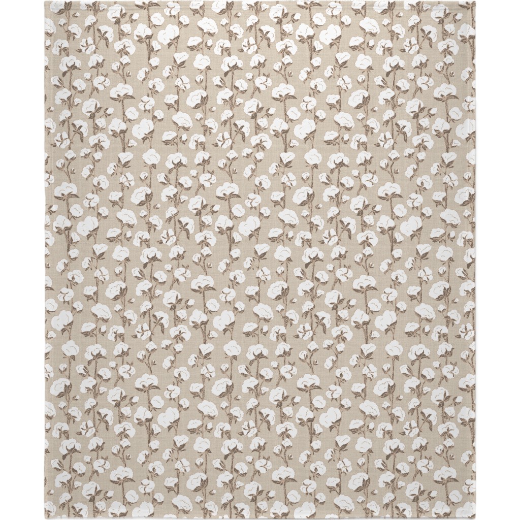 Cotton Stalk Stripe - Brown Blanket, Sherpa, 50x60, Beige, Pearl