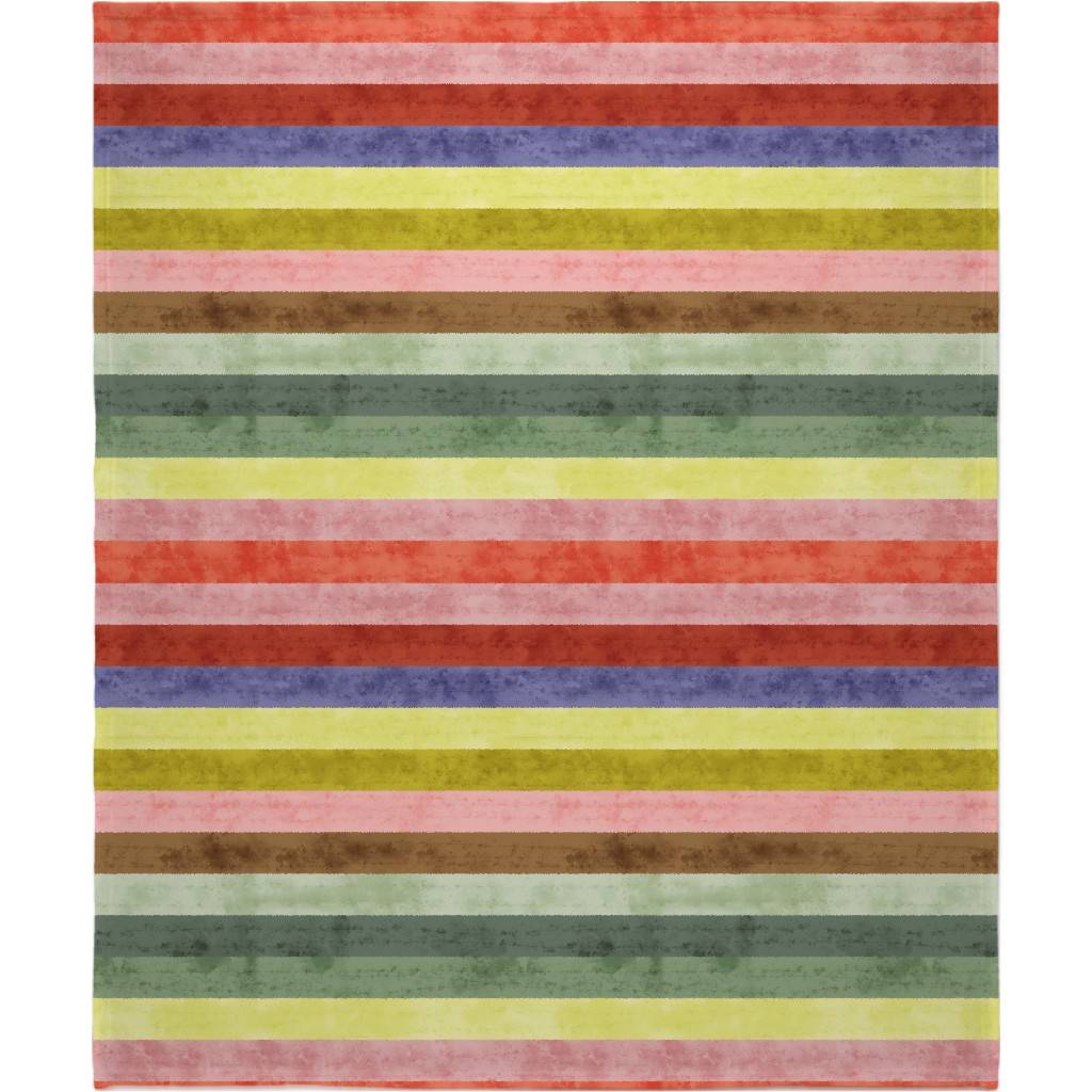 70s Beachy Stripes - Multi Blanket, Sherpa, 50x60, Multicolor