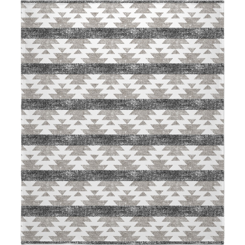 Aztec Woven - Neutral Blanket, Sherpa, 50x60, Gray