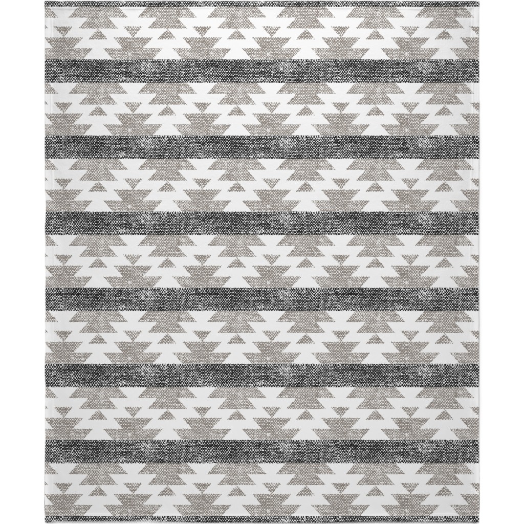 Aztec Woven - Neutral Blanket, Sherpa, 50x60, Gray