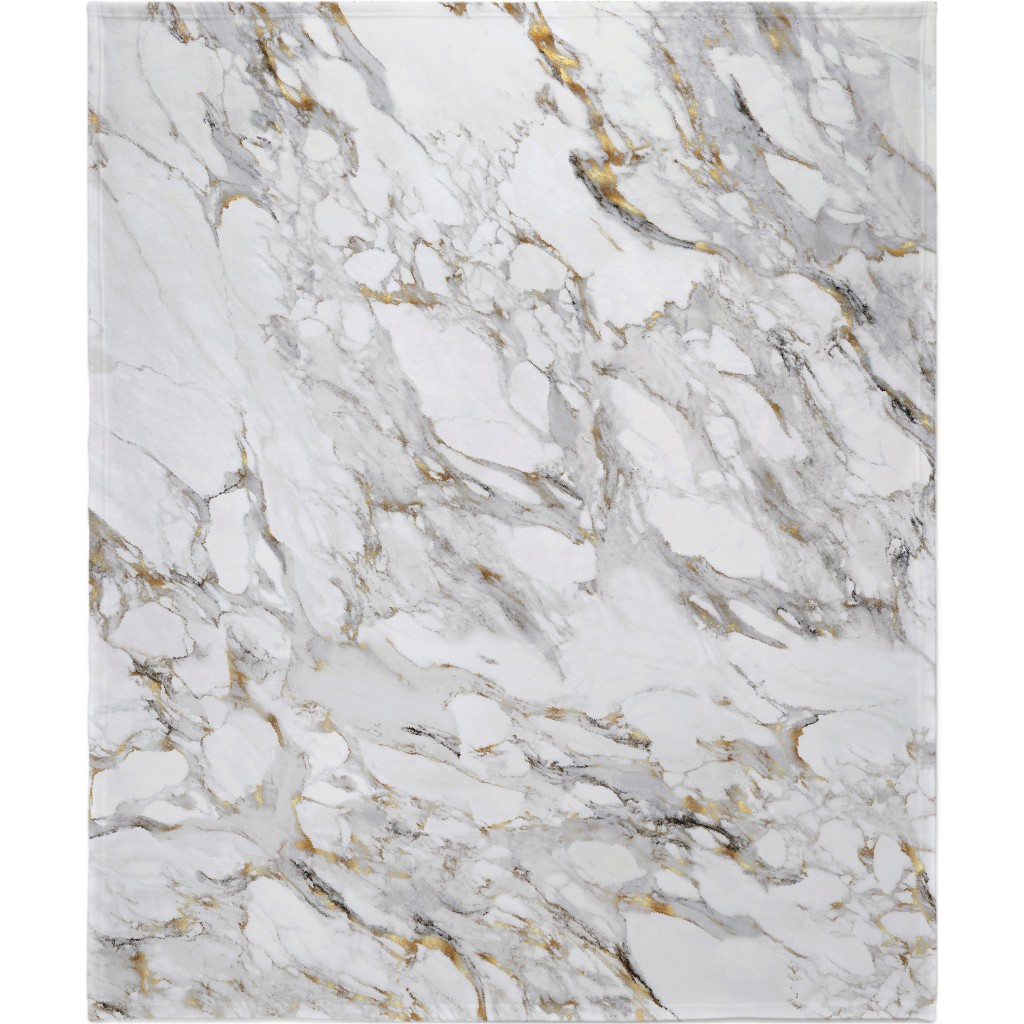 Gilded Marble - Gray Blanket, Sherpa, 50x60, Gray