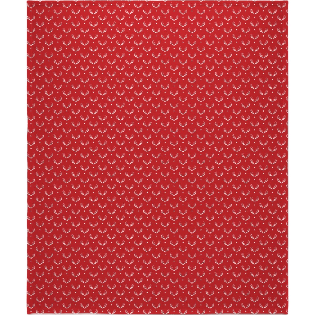 Reindeer Minimalism - Red Blanket, Sherpa, 50x60, Red