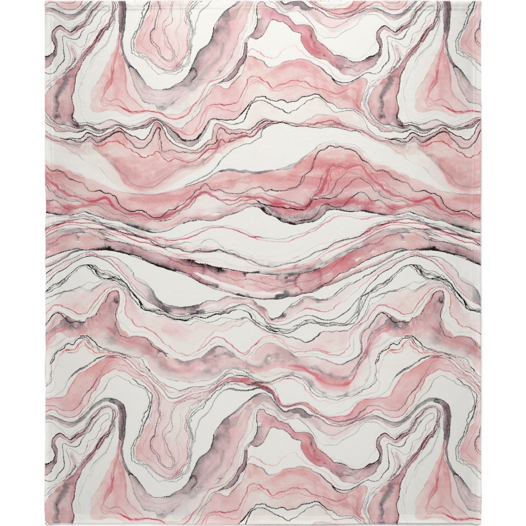 Marbled Watercolor Stone - Pink Blanket, Sherpa, 50x60, Pink, Bright Pink