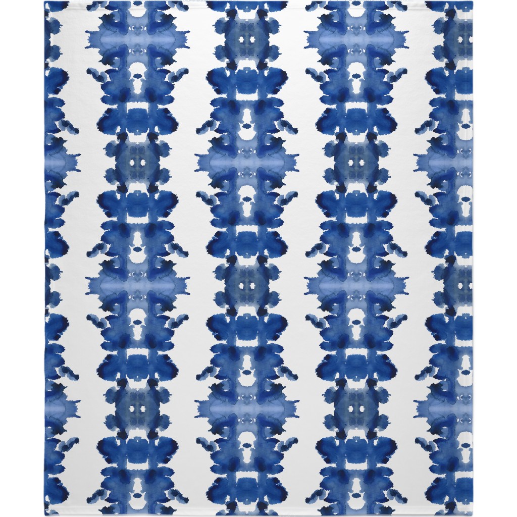 Indigo Double Inkblot Blanket, Sherpa, 50x60, Blue