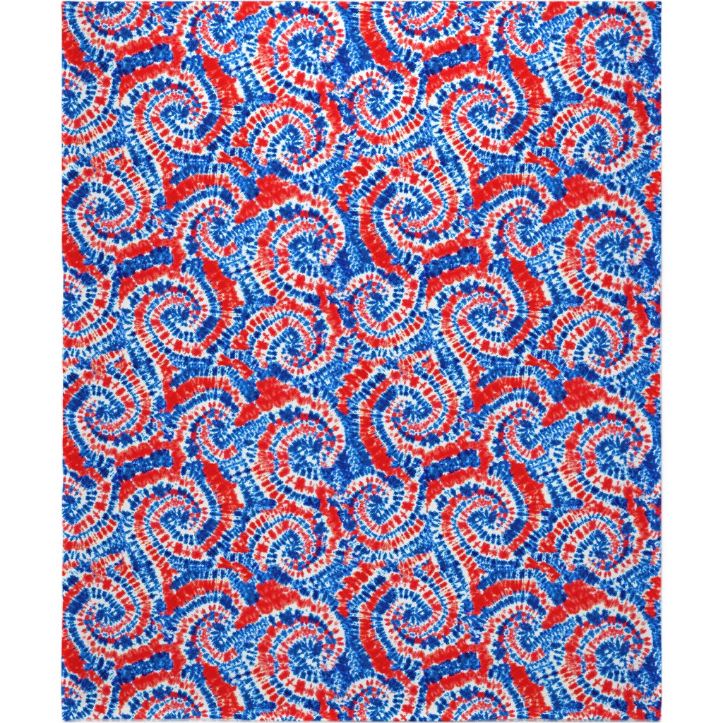 Tie Dye - Blue, Red and White Blanket, Sherpa, 50x60, Multicolor