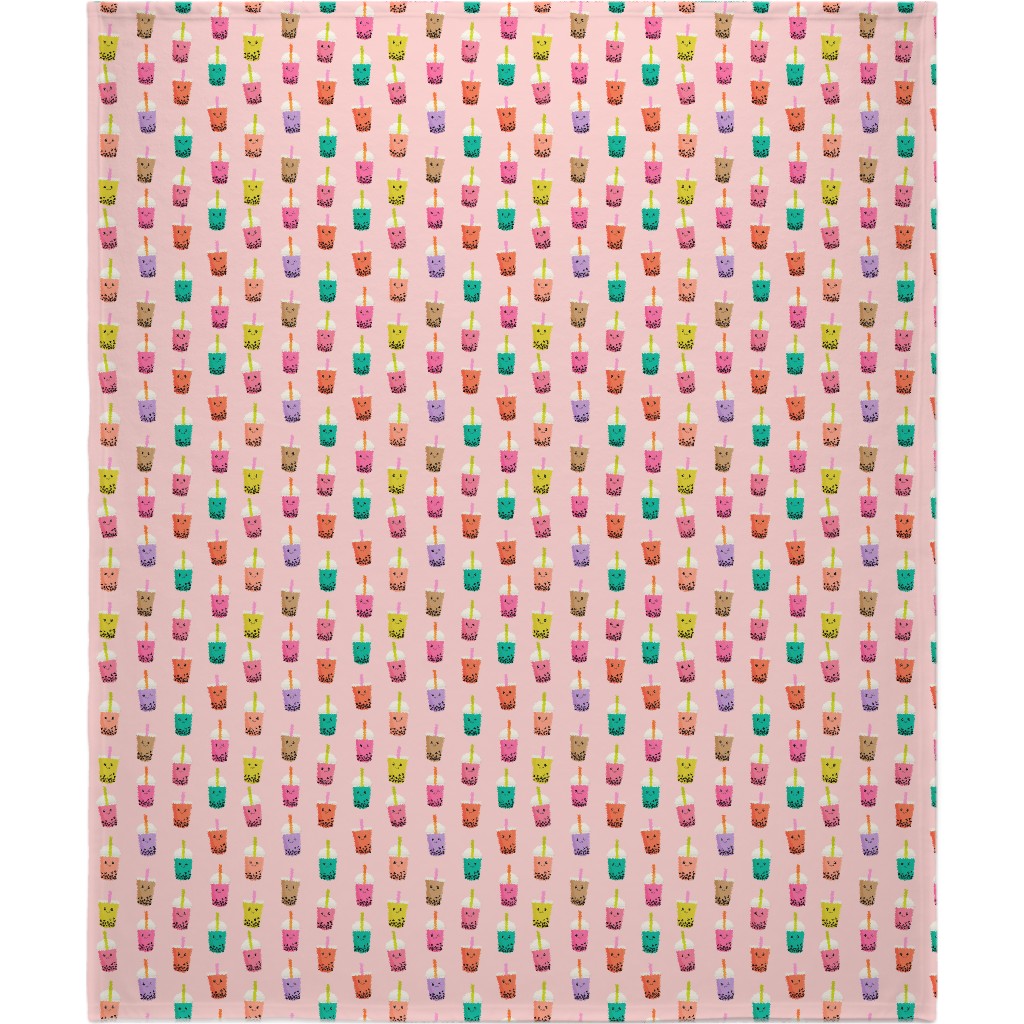 Boba Tea Blanket, Sherpa, 50x60, Pink