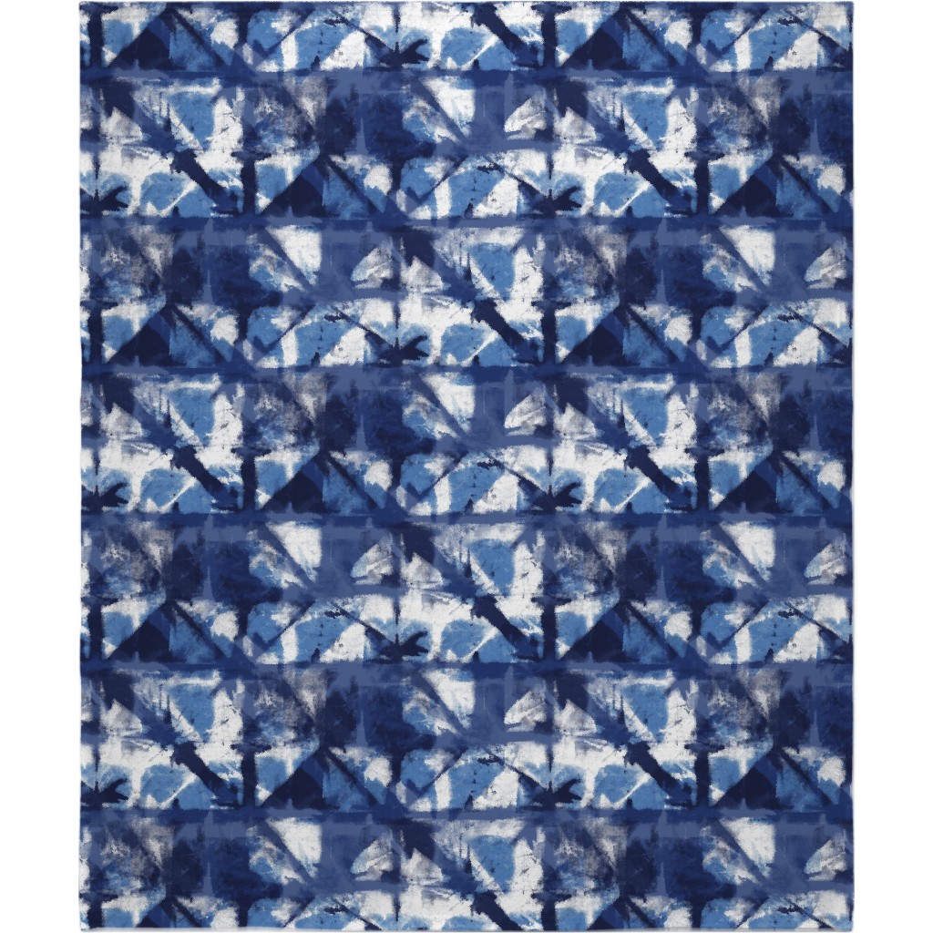 Shibori - Indigo Blanket, Sherpa, 50x60, Blue
