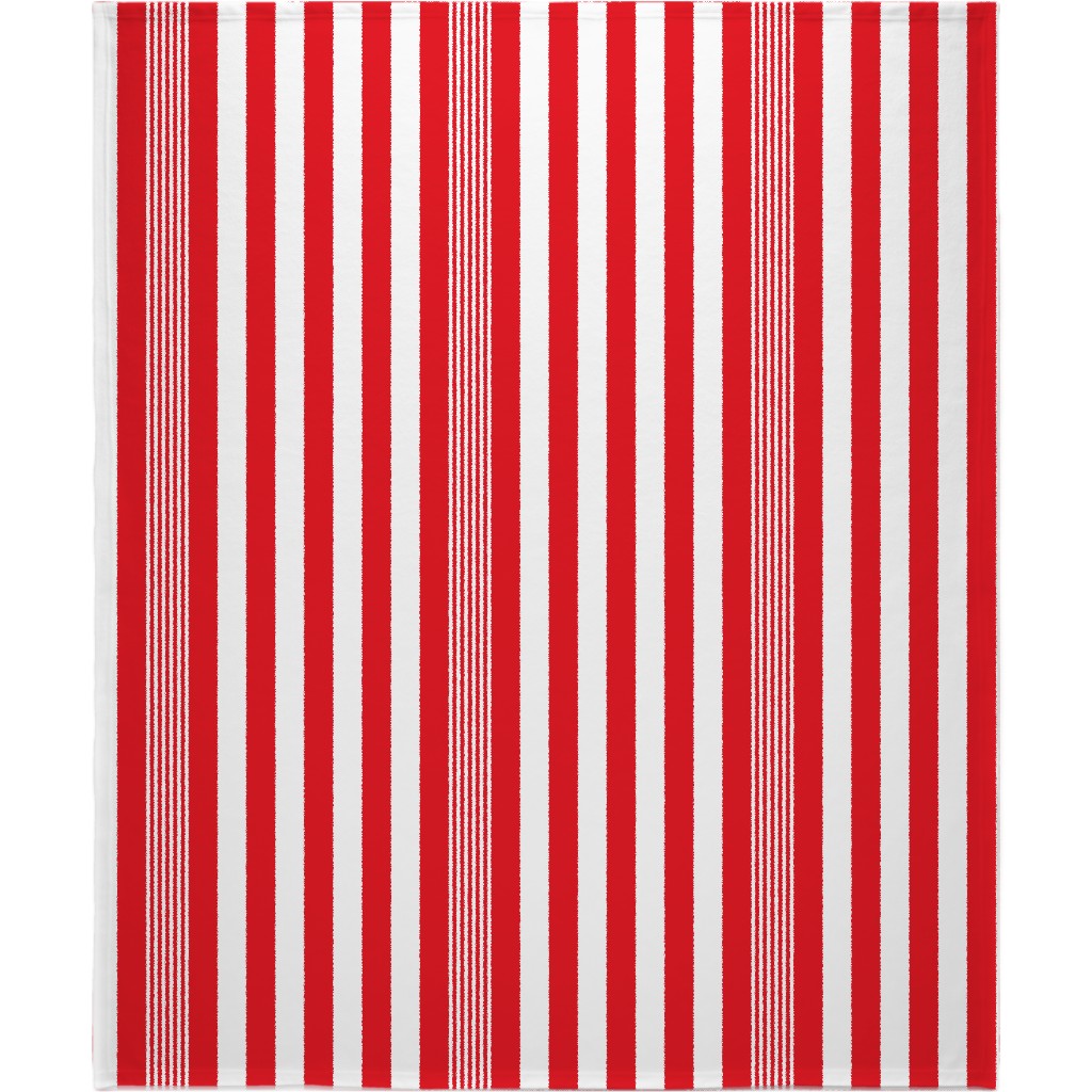 Turkish Stripes Vertical- Canada Day - Red and White Blanket, Sherpa, 50x60, Red, Red