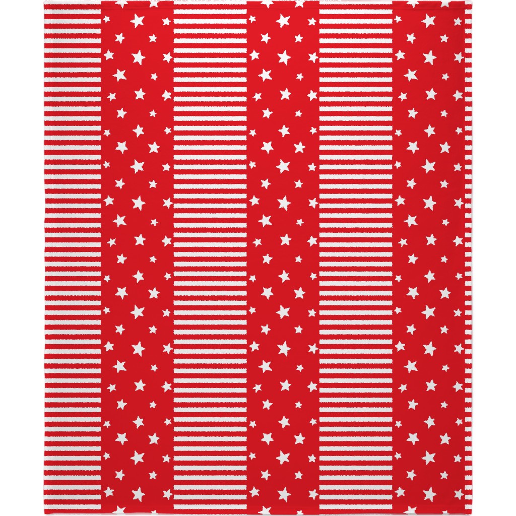 Stars and Stripes - Red and White Blanket, Sherpa, 50x60, Red