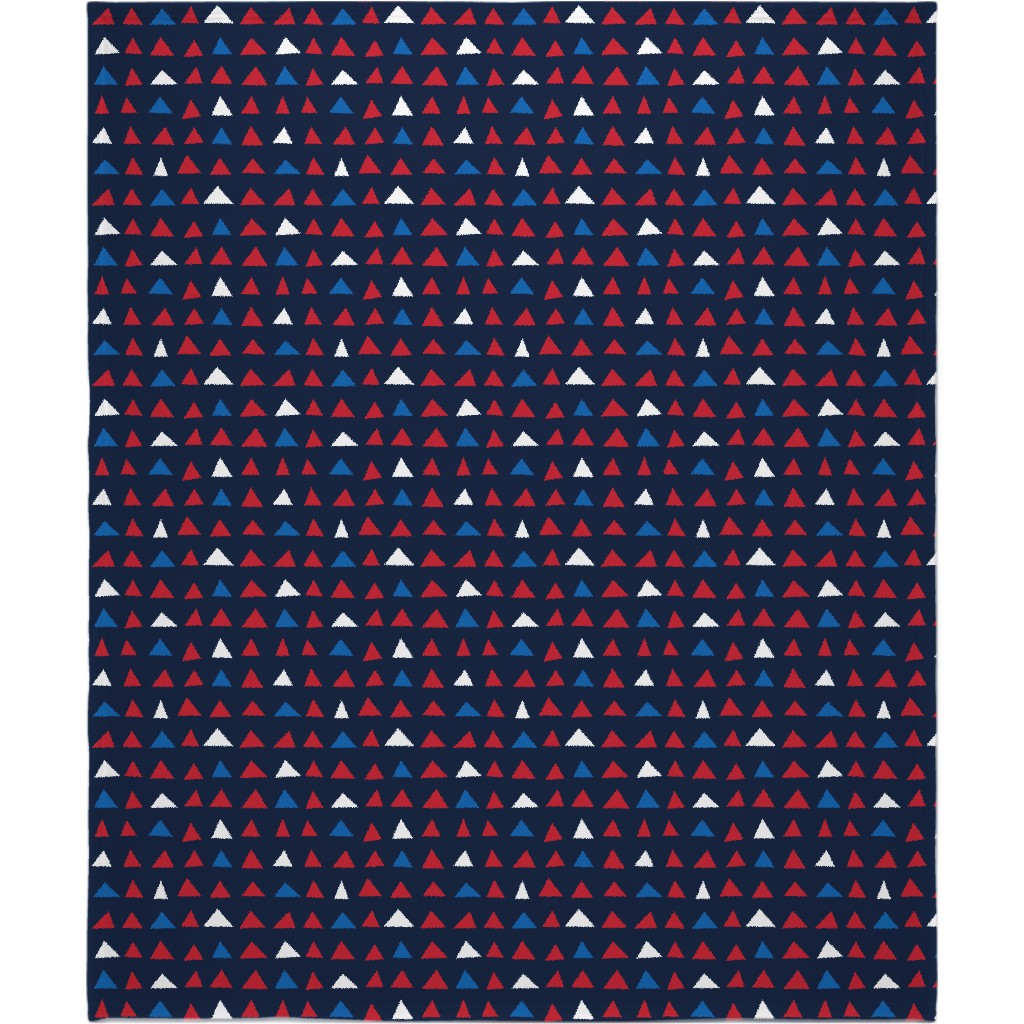 Triangles - Red White and Blue Blanket, Sherpa, 50x60, Blue