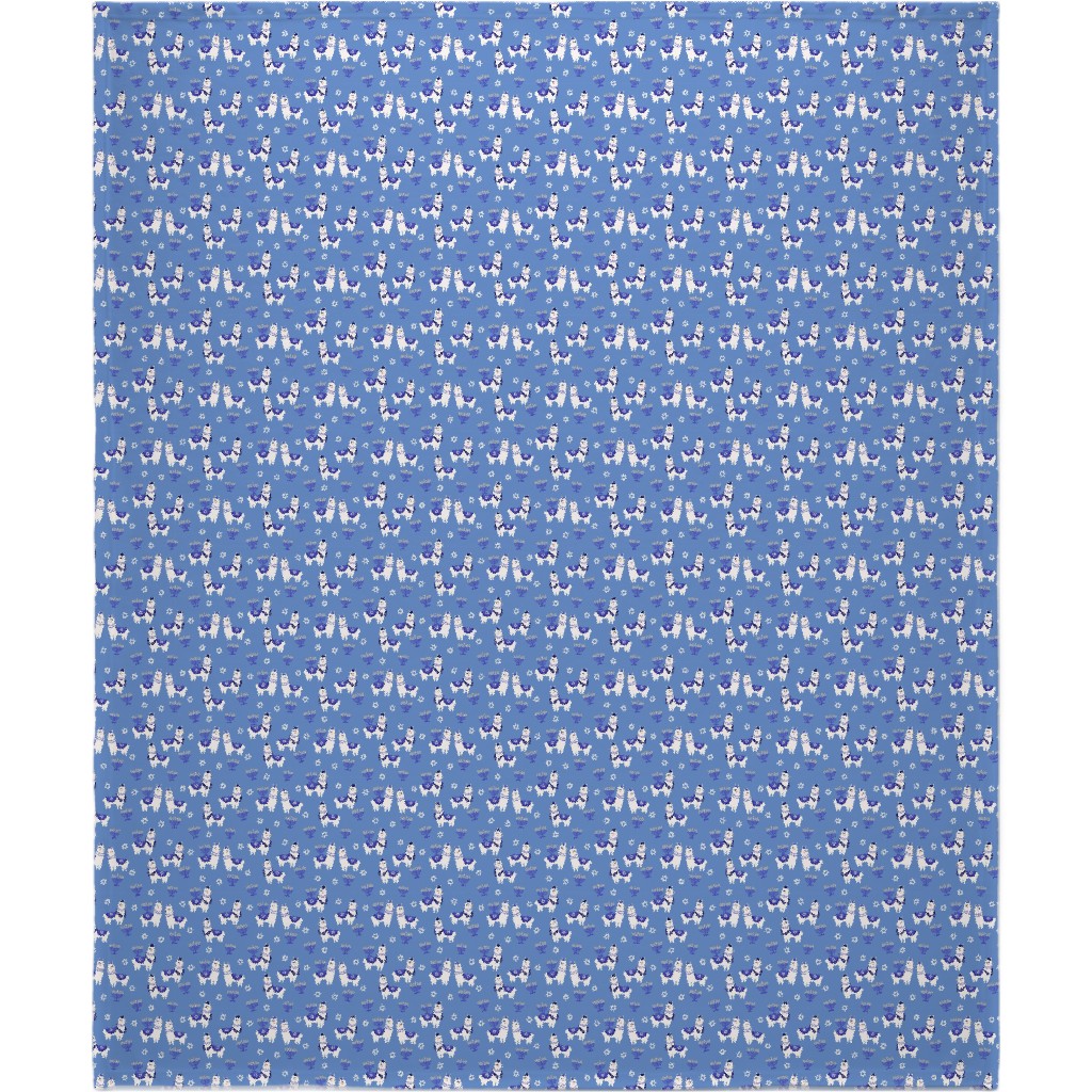 Llamakah - Blue Blanket, Sherpa, 50x60, Blue, True Blue