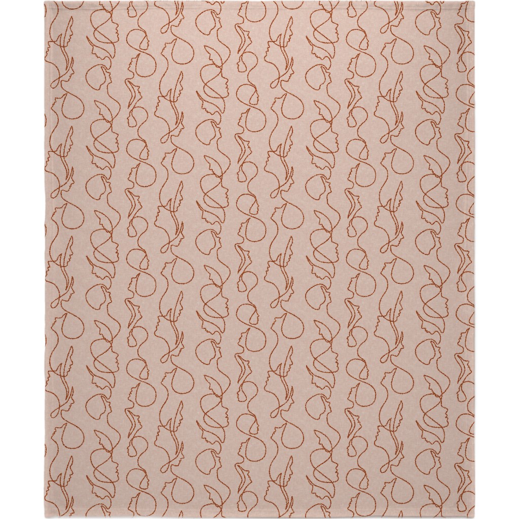 Aria - Flowing Faces - Blush and Brick Blanket, Sherpa, 50x60, Pink, Bright Pink