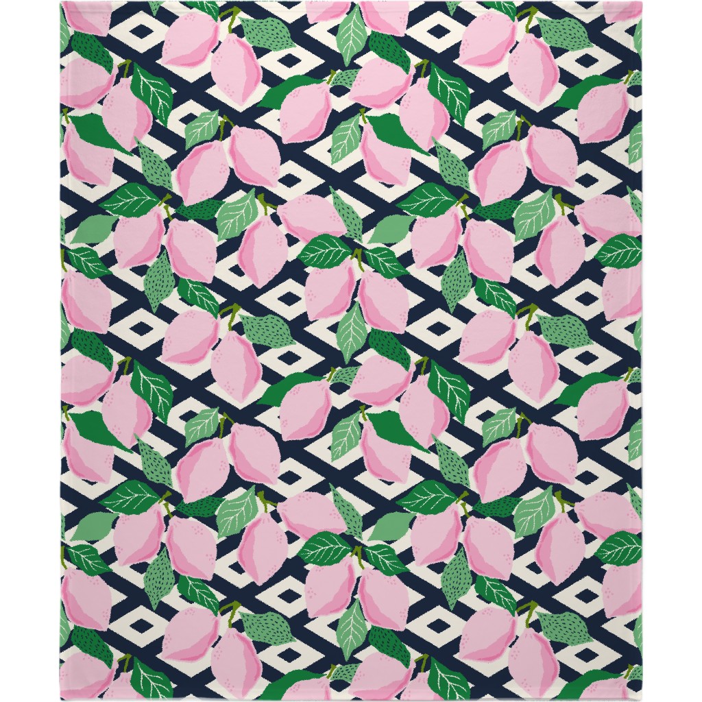 Papercut Lemons - Pink Blanket, Sherpa, 50x60, Multicolor