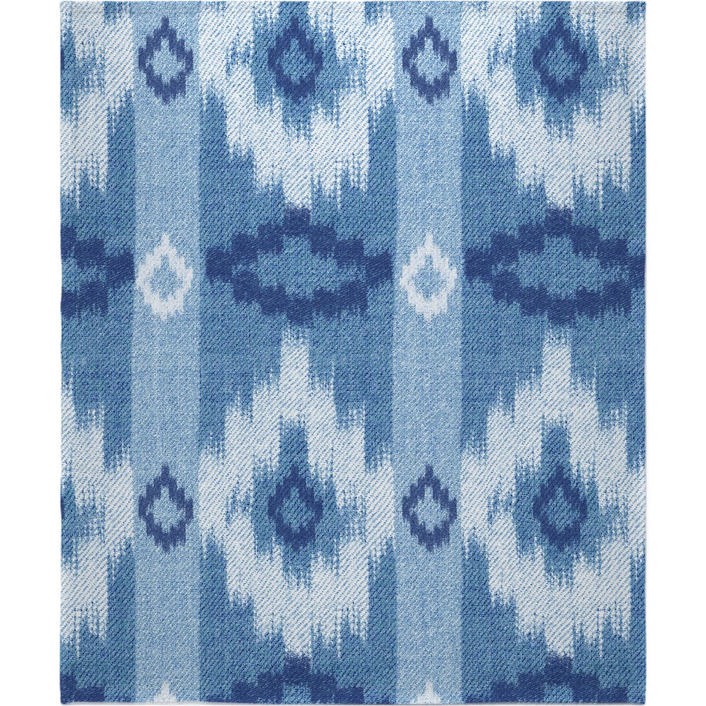 Blue Ikat Blanket, Sherpa, 50x60, Blue