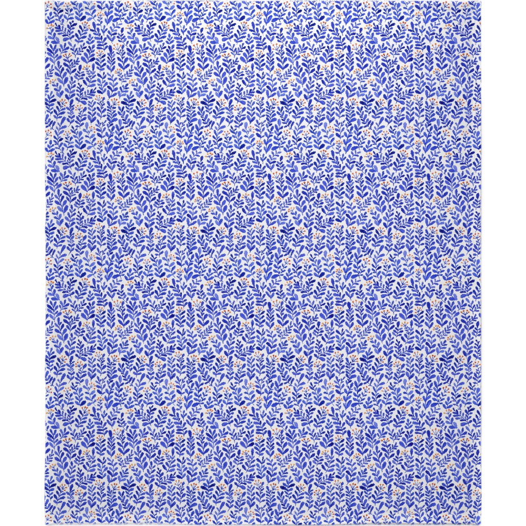 Leaves - Blue Blanket, Sherpa, 50x60, Blue