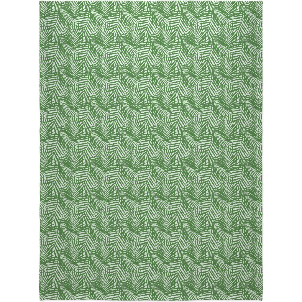 Watercolor Fronds - Green Blanket, Fleece, 60x80, Green, Classic Green