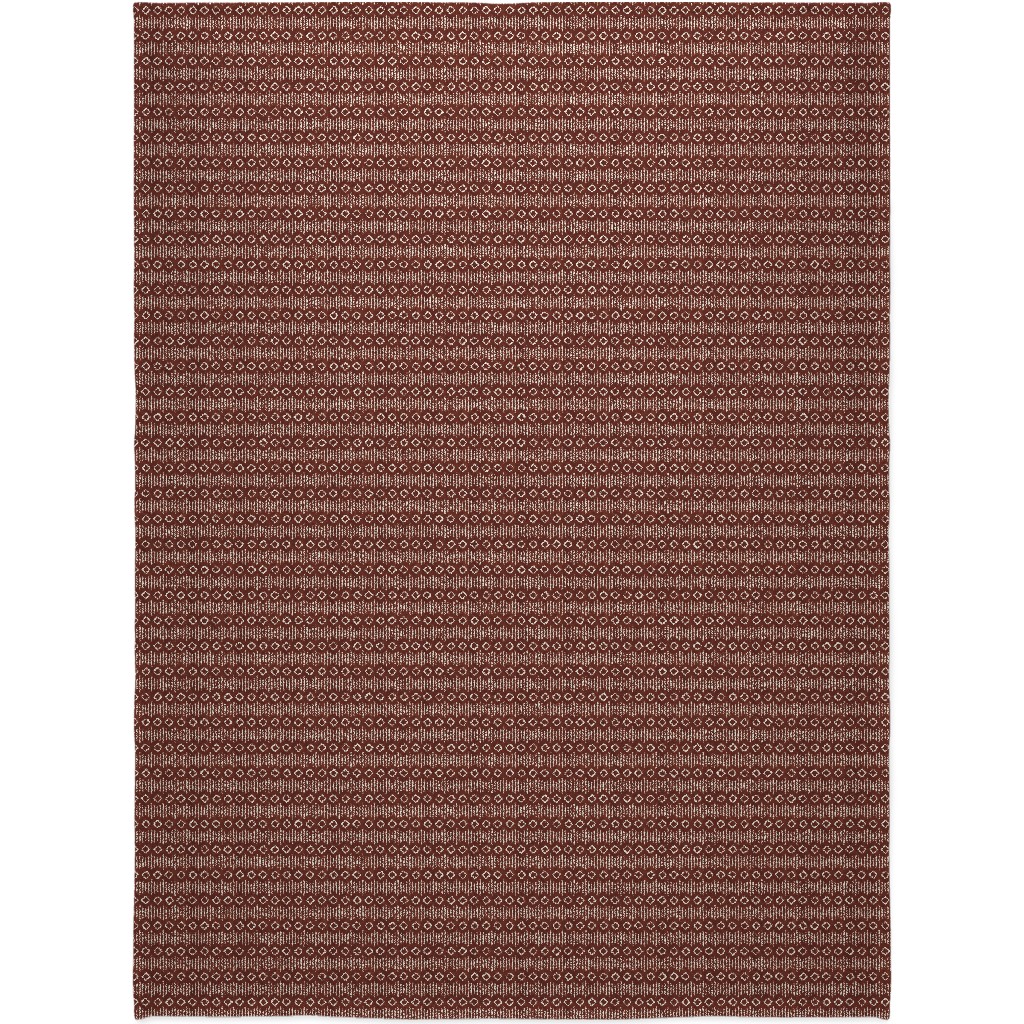 Diamond Fall Mud Cloth - Rust Blanket, Fleece, 60x80, Red