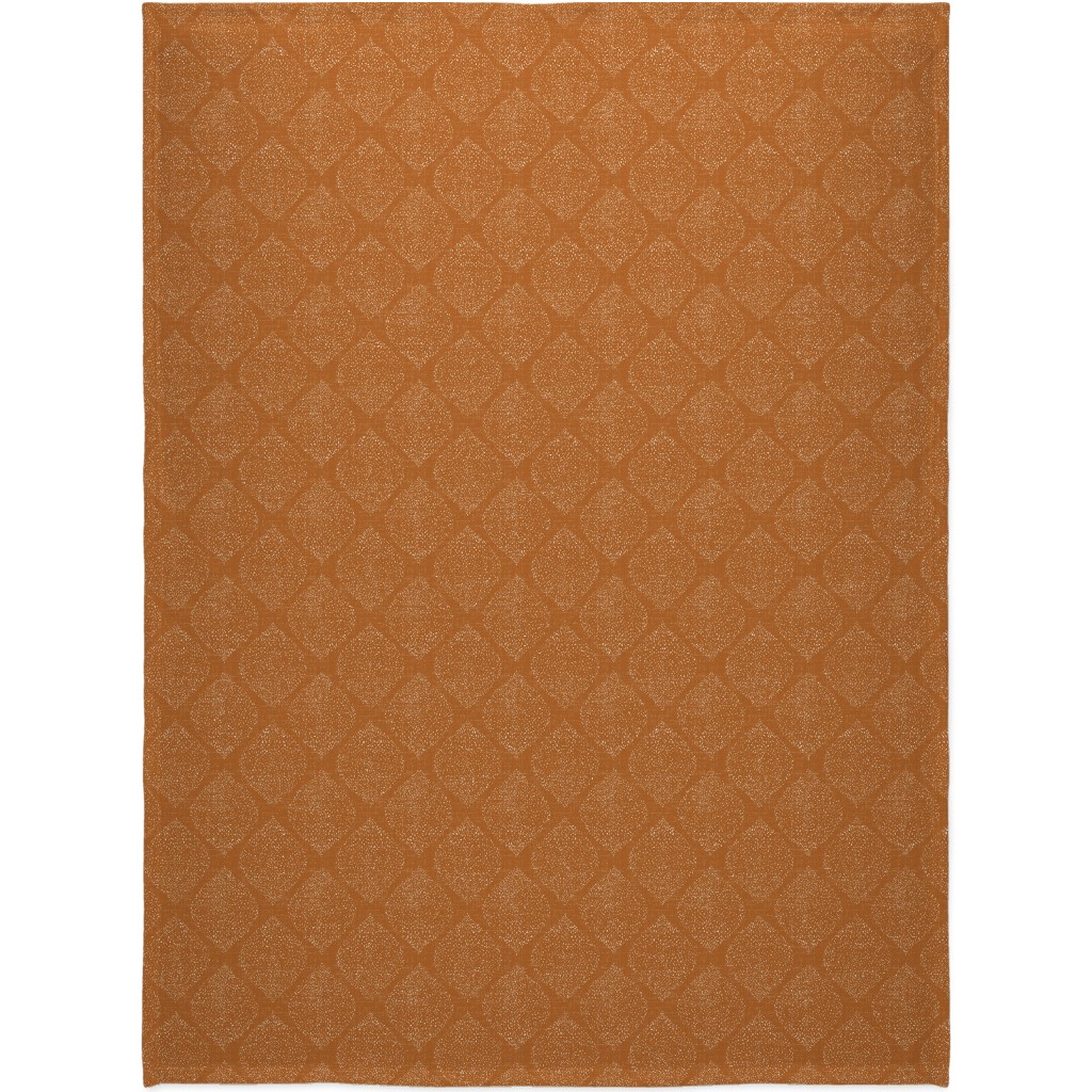 Minimalist Ogee - Burnt Orange Blanket, Fleece, 60x80, Orange