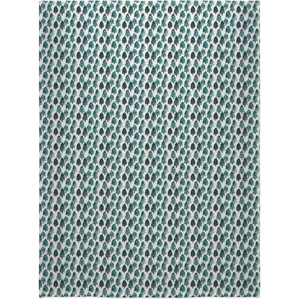 Christmas Trees Dense Forest Blanket, Fleece, 60x80, Blue, True Blue
