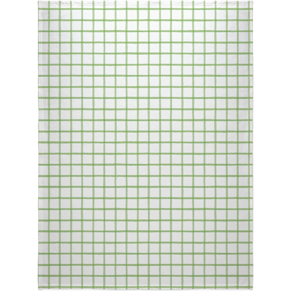 Window Pane Plaid Blanket, Fleece, 60x80, Green