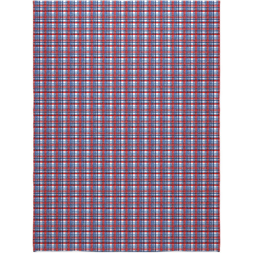 Intricate Plaid Blanket, Fleece, 60x80, Blue, Red