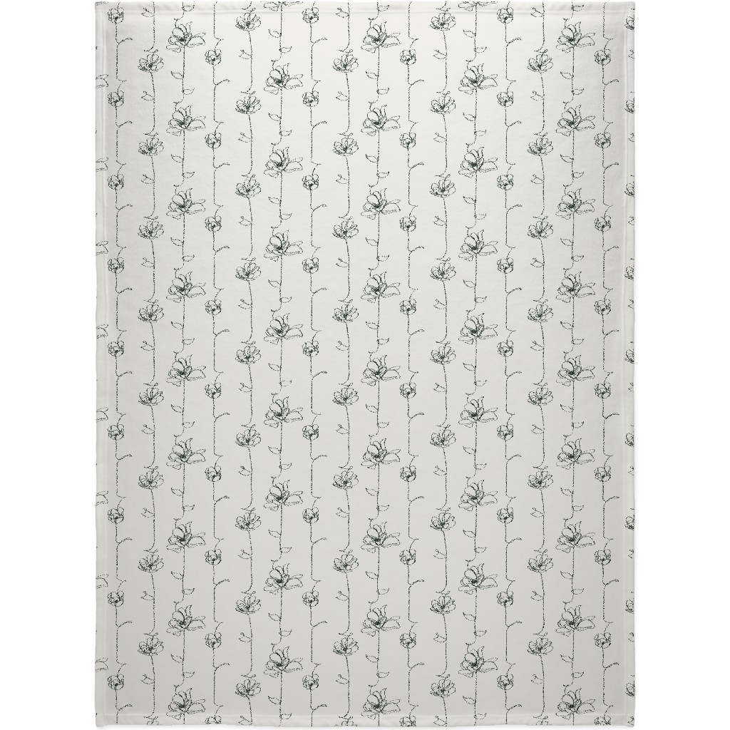Floral White Fleece Blanket