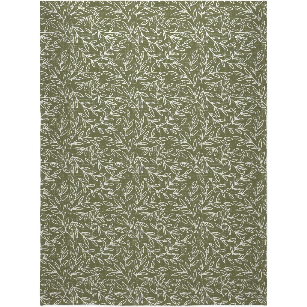 Refined Olive Leaves - Green Blanket, Fleece, 60x80, Green, Classic Green