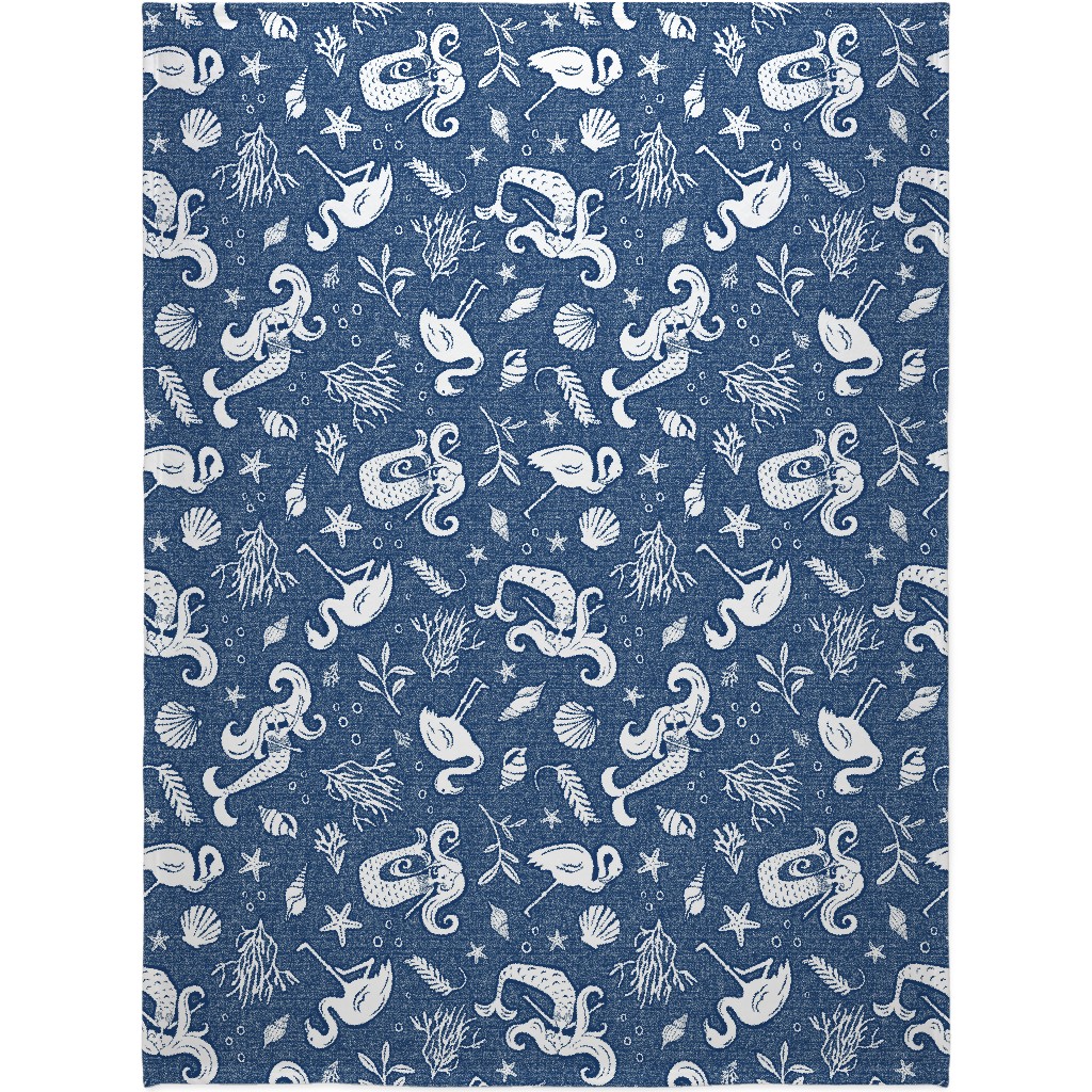 Beachy Keen - Blue Blanket, Fleece, 60x80, Blue