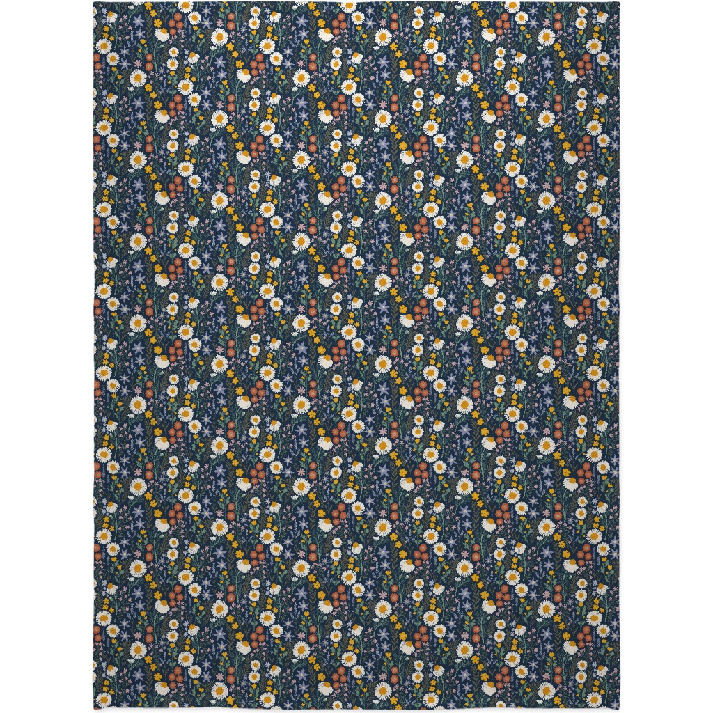 British Spring Meadow - Navy Blanket, Fleece, 60x80, Multicolor