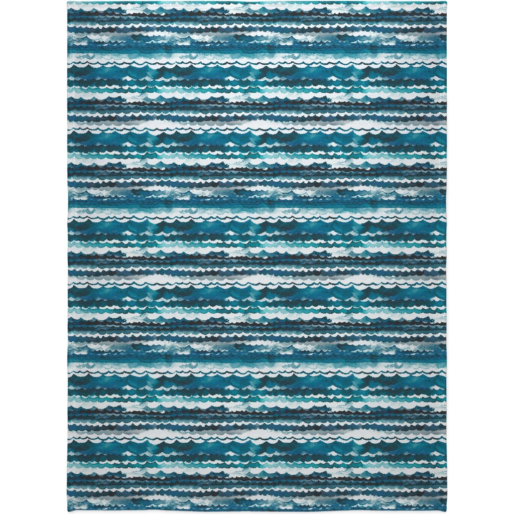 Sea Waves - Aqua Blanket, Fleece, 60x80, Blue